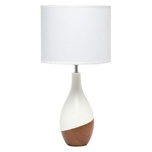 lot 1739 image: Simple Designs - Strikers Basic Table Lamp - Off whitedark wood