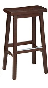 lot 2969 image: Amazon Basics Solid Wood Saddle-Seat Kitchen Counter Barstool, 29-Inch Height, Walnut Finish (B07L6MD26Y)
