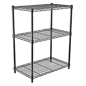 lot 3528 image: Amazon Basics 3-Shelf Adjustable, Heavy Duty Storage Shelving Unit (250 lbs loading capacity per shelf), Steel Organizer Wire Rack, Black (23.2L x 13.4W x 30H) (B01LWP8AL2)