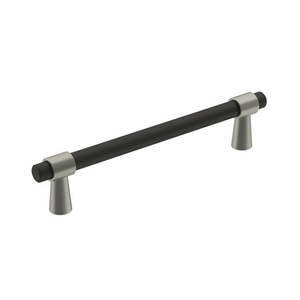 lot 38 image: Amerock Mergence 5-116 in (128 mm) Center-to-Center Matte BlackSatin Nickel Cabinet Pull