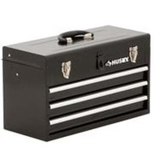 lot 1723 image: Husky 20 in. 3-Drawer Small Metal Portable Tool Box with Drawers and Tray
