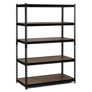 lot 1728 image: Wall Systems and Cabinets Edsal Garage Shelving 48 in. W x 72 in. H x 24 in. D Steel Commercial Shelving Unit Black UR-245WGB