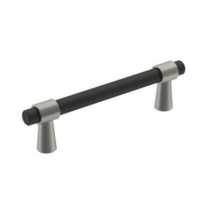 lot 7485 image: Amerock Mergence 3-34 in (96 mm) Center-to-Center Matte BlackSatin Nickel Cabinet Pull