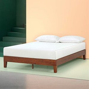 lot 7164 image: Zinus Wen 12 Inch Deluxe Wood Platform Bed  No Box Spring Needed  Wood Slat Support  Cherry Finish Twin