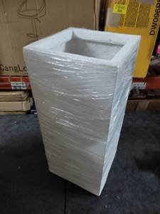 lot 7175 image: Ceramic White Planter 20x9x9 Cracked Corner & One Side Cracked)