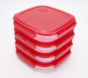 lot 2980 image: LocknLock Set of 4 Divider Plates with Vent, Purple (color differs from stock image)