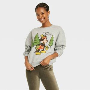 lot 3514 image: Womens Disney Tis The Season Mickey Graphic Sweatshirt - Gray L