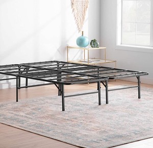lot 1683 image: Linenspa 14 Folding Metal Platform Bed Frame - 13 Inches of Clearance - Queen