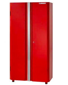 lot 1700 image: Husky Ready-to-Assemble 24-Gauge Steel Freestanding Garage Cabinet in Red (36 in. W x 72 in. H x 18 in. D) - Retail $299.99