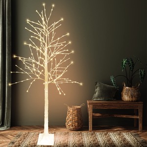 lot 1714 image: Glownova 7ft 304LED Warm White Lighted Birch Tree Decoration