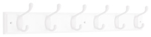 lot 32 image: Liberty Hardware Rplr6dj Six Heavy Duty 27 Wide Coat And Hat Rack - White