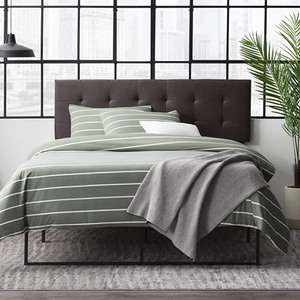 lot 2912 image: Square Tufted Mid Rise Faux Leather Headboard, Cal King