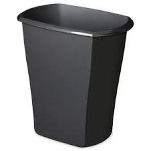lot 3529 image: Sterilite 10439004 7.5 Gallon TouchTop Wastebasket with Titanium Latch Black 3 Pack