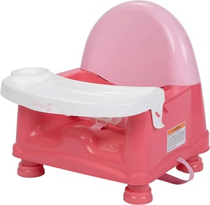 lot 7163 image: Easy Care Swing Tray Booster Pink, 6 Month - 4 Year, 50lb Max