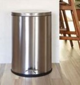 lot 3569 image: Silver Kitchen Trash Can with Step Lid, Half Circle&nbsp(stock photo approximate - brand unknown)