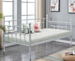 lot 7167 image: Vecelo Classic Metal Daybed Frame, Twin, White