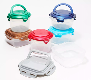 lot 6378 image: Lock & Lock Plastic Food Container Set(6 Pack) With Festive Baggies