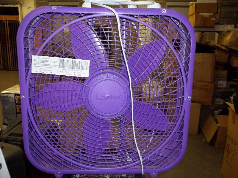 lot 2010 image: Lasko Cool Colors 20 Box Fan, Purple