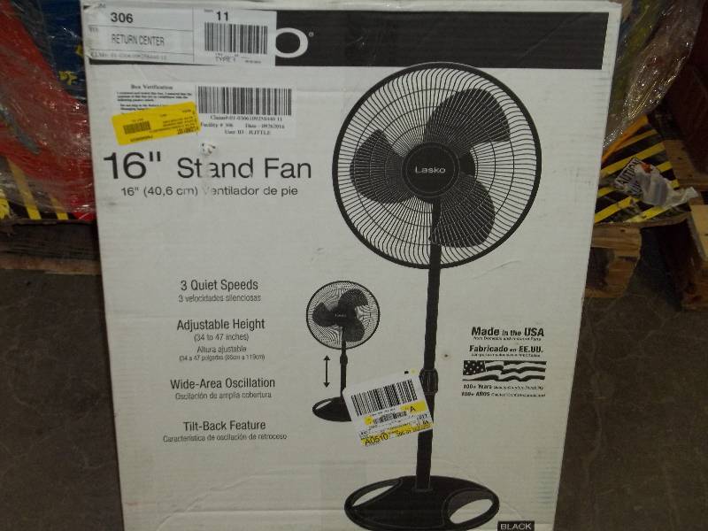 lot 2019 image: Lasko 2521 Oscillating Stand Fan, 16-Inch, Black