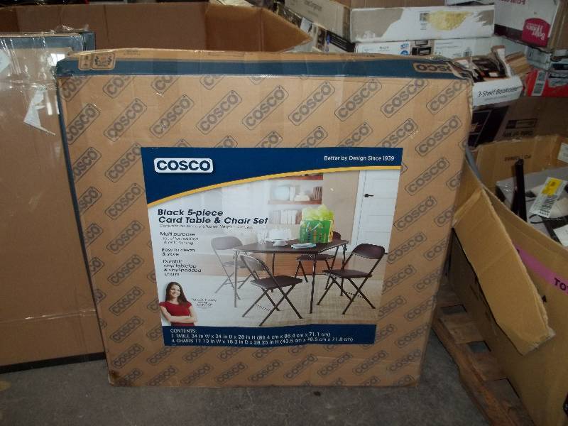 lot 2141 image: cosco black 5 pc card table and chairs