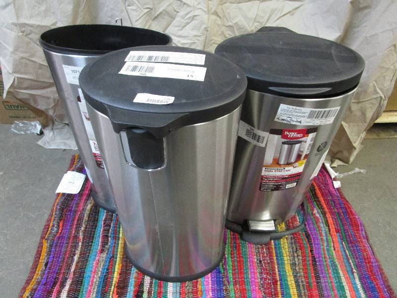 lot 2282 image: 3 stainless steel trash cans