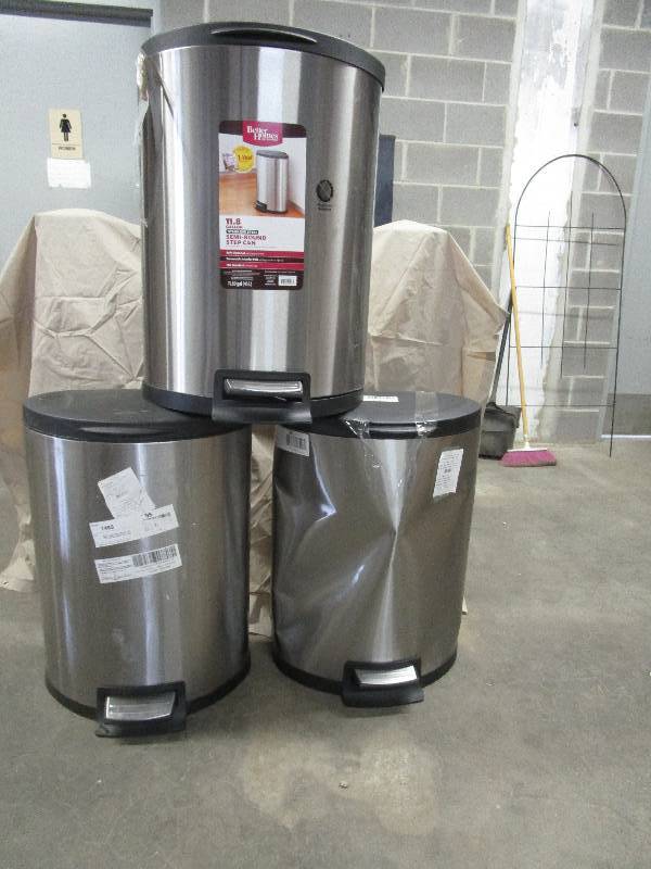 lot 2283 image: 3 stainless steel trash cans