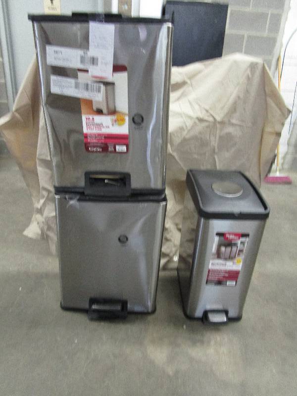 lot 2284 image: 3 stainless steel trash cans