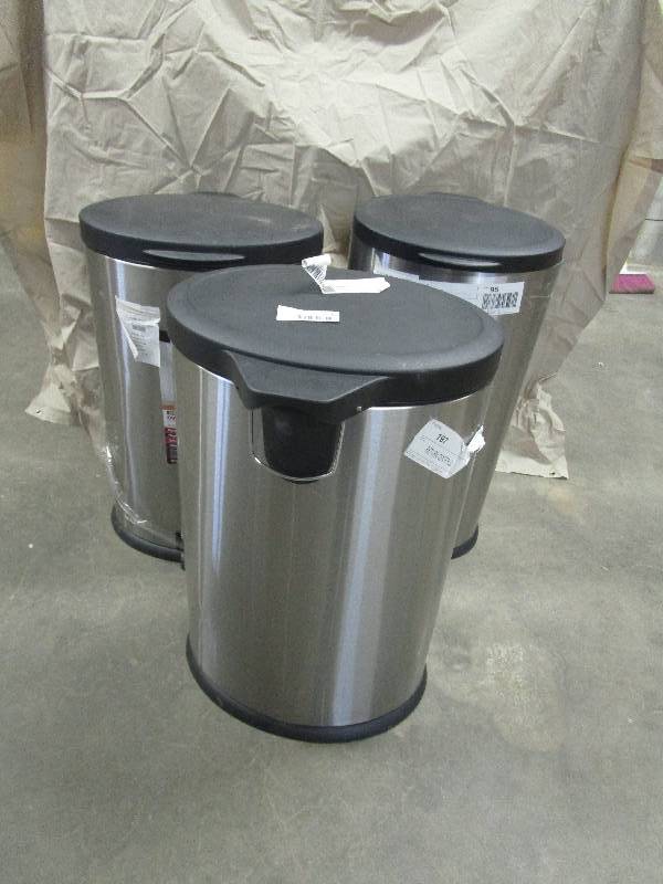 lot 2285 image: 3 stainless steel trash cans