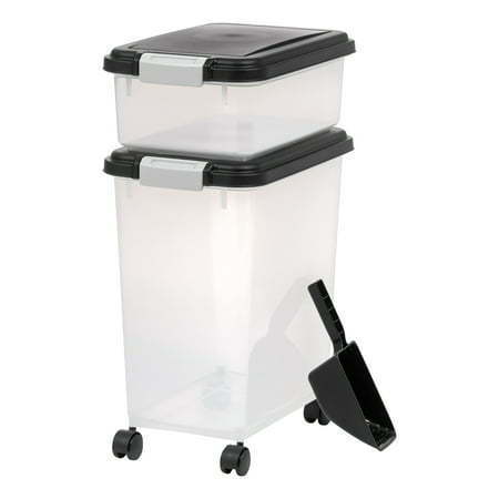 lot 15840 image: IRIS 3-Piece Airtight Pet Food Container Combo Black