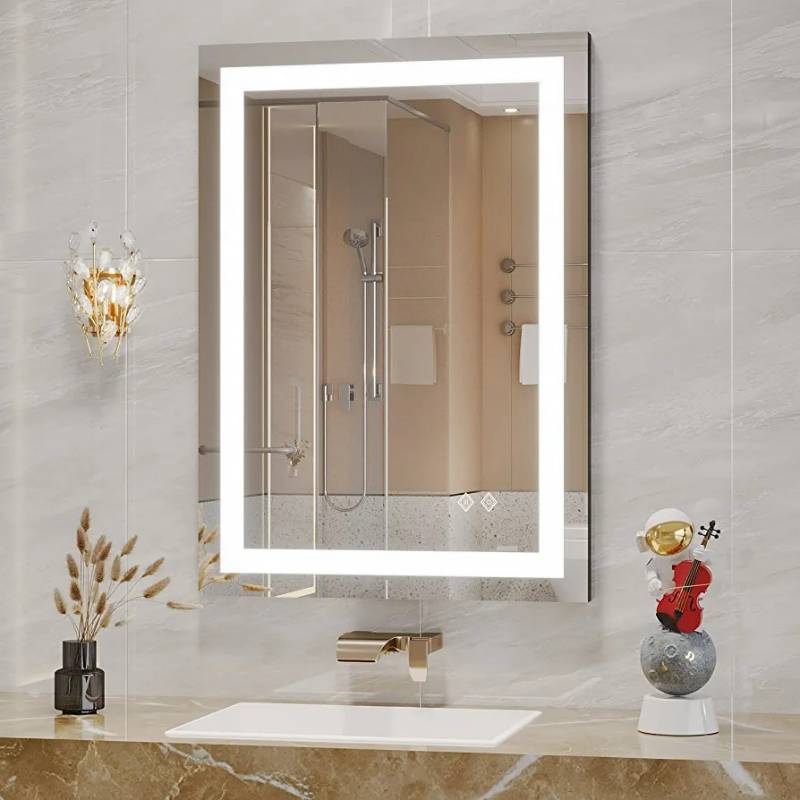 lot 41001 image: VanPokins 20x28 Inch LED Mirror for Bathroom, Bathroom Vanity Mirror 150% Strengthen Anti-Fog Bathroom Mirror, 6000K Dimmale CRI 90 IP54 LED Vanity Mirror(HorizontalVertical)