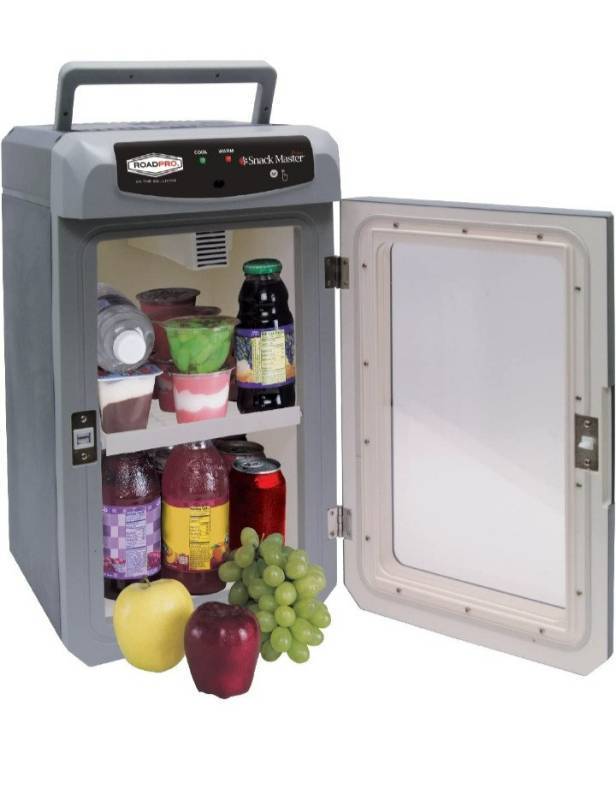 lot 30941 image: RoadPro RP5653SF 12-Volt Snackmaster CoolerWarmer, Medium, Gray