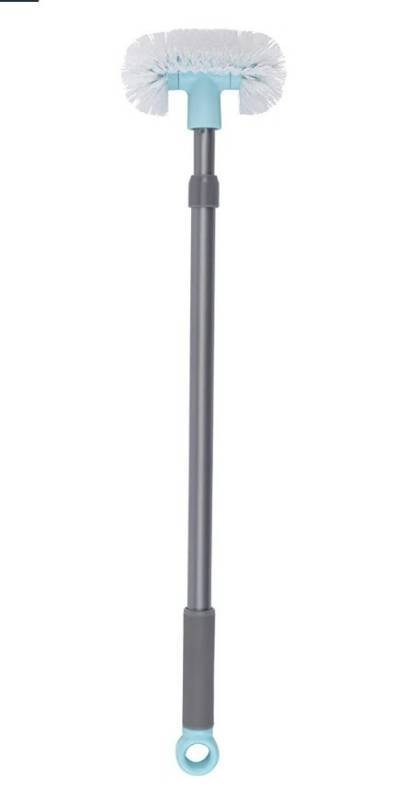 lot 40003 image: Casabella Extendable All-Purpose Bathroom Tub and Tile Scrubber Brush, GraphiteAqua