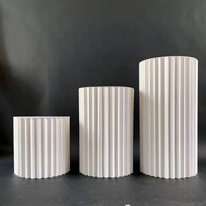 lot 10078 image: Nynelly Foldable Paper Columns Display Pedestals Stand, Cylinder Pedestal Stands for Party, Paper Roman Pillar for Wedding Birthday Party Decoration , 3 Pcs15.7 H23.6H31.5 H,White