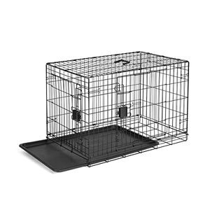 lot 10079 image: Foldable Metal Wire Dog Crate with Tray, Double Door, 36 Inch