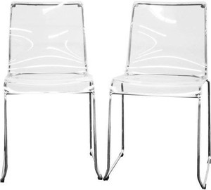lot 20674 image: Studio Lino Transparent Clear Acrylic Dining Chair, Set of 2, Clear
