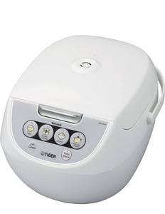 lot 30974 image: TIGER JBV-A10U 5.5-Cup (Uncooked) Micom Rice Cooker with Food Steamer Basket, White
