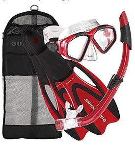 lot 30979 image: U.S. Divers Adult Cozumel MaskSeabreeze II SnorkelProflex FinsGearbag SMALL