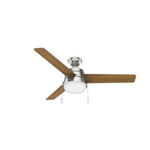 lot 30983 image: Hunter Aker 52 Led Aker 52 3 Blade Indoor  Outdoor Led Ceiling Fan - Nickel