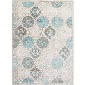 lot 40480 image: Home Dynamix Boho Andorra Transitional Damask Area Rug GreyBlue 7 9 x10 2