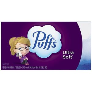 lot 40485 image: Puffs Ultra Soft Non-Lotion Facial Tissue, 6 family Box, 124 Tissues per box