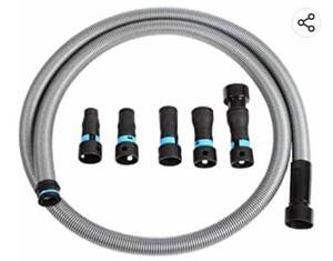 lot 40499 image: Cen-Tec Systems 94698 Quick Click 10 Ft. Hose for Home and Shop Vacuums with Expanded Multi-Brand Power Tool Adapter Set for Dust Collection, Silver
