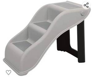 lot 40507 image: TRIXIE 3 Step Pet Stairs, Lightweight and Collapsible, Easy to Store, Non-Slip Treads, Gray