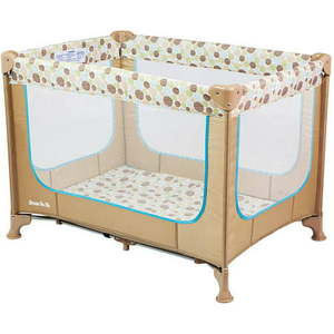 lot 40515 image: Dream On Me Zodiak Portable Playard with Carry Bag & Shoulder Strap CoffeeBlue