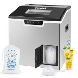 lot 40477 image: Seeutek 2 in 1 Ice Maker Machine Countertop and Ice Shaver Machine Crushed Ice Maker 18 Cubes11Mins 44lbsDay Automatic and Manual Water Filling for Home Office Kitchen and Commercial Use