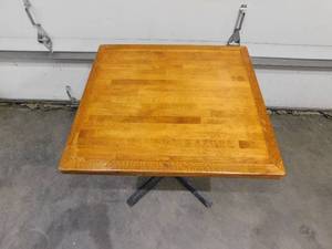 lot 10335 image: WOODEN TABLEMETAL BASE