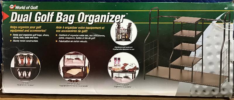 lot 3340 image: Golf Bag Storage Organizer - Durable metal construction