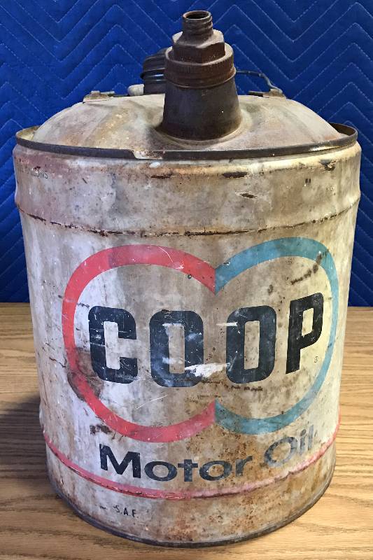 lot 3345 image: Vintage 5 Gal. CO OP Motor Oil Can - VERY COLLECTIBLE