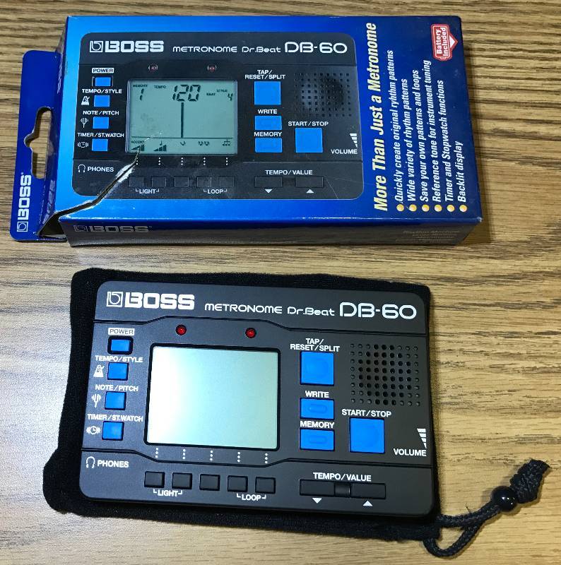lot 3363 image: Boss DB-60 Dr. Beat Metronome with Loop play for calling up memory settings and playing the patterns repeatedly