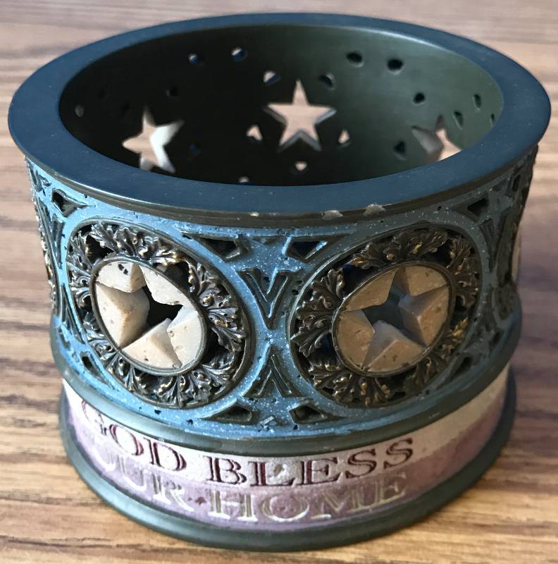 lot 3314 image: God Bless Our Home Votive Candle Holder - Heartstone