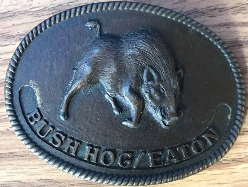 lot 3318 image: Rare and Vintage Bush Hog Eaton Belt Buckle